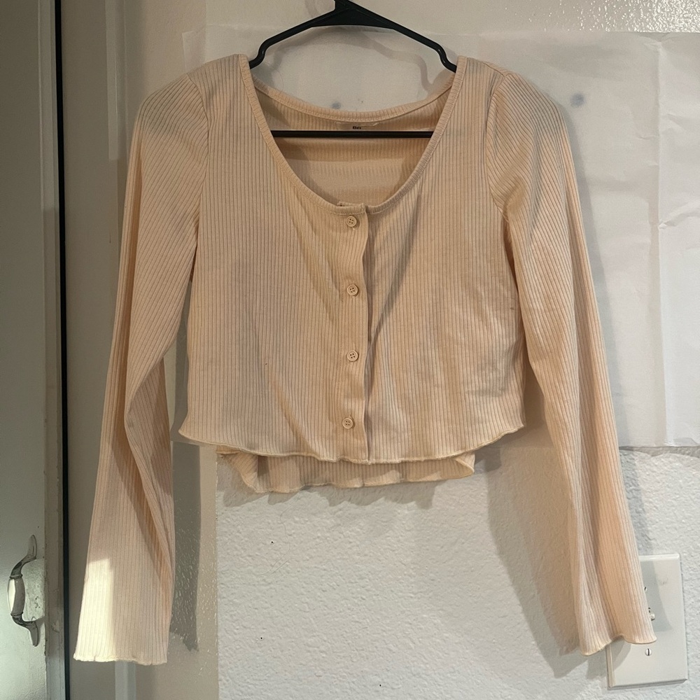 BP Cream Ribbed Button-Down Women's Shirt